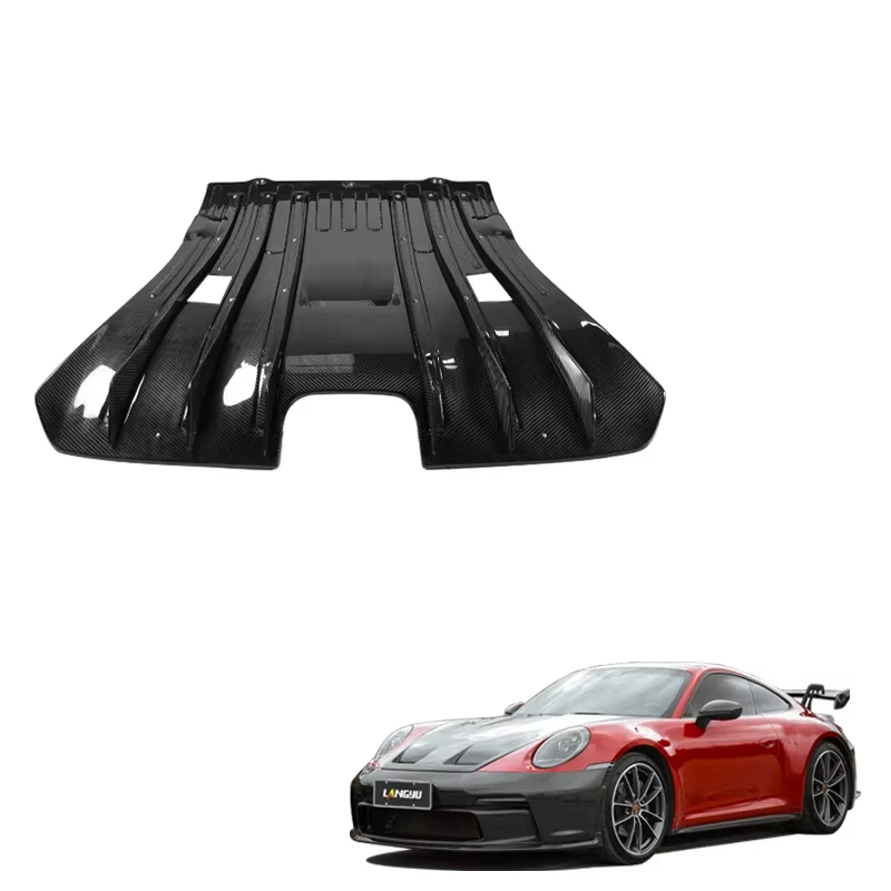 

Langyu Car Parts Dry Carbon Fiber Rear Diffuser Lip for Porsche 911 992 Carrera Upgrade GT3 Style Lower Guard Plate