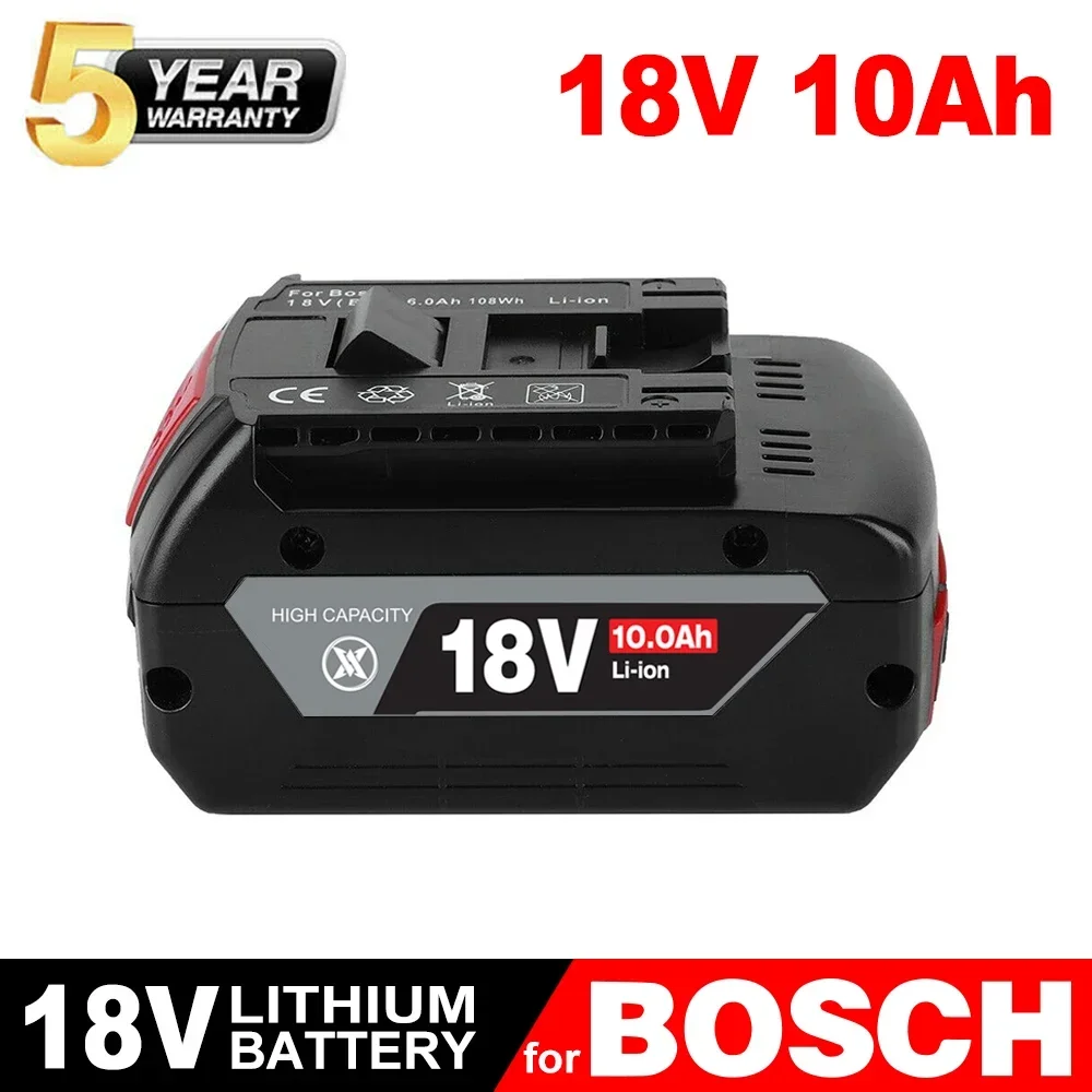 

2025 BAT610G+AL1820CV for Bosch professional 18V 10.0AH Li-ion battery replacement with LED & for Bosch quick charger 14.4V-18V