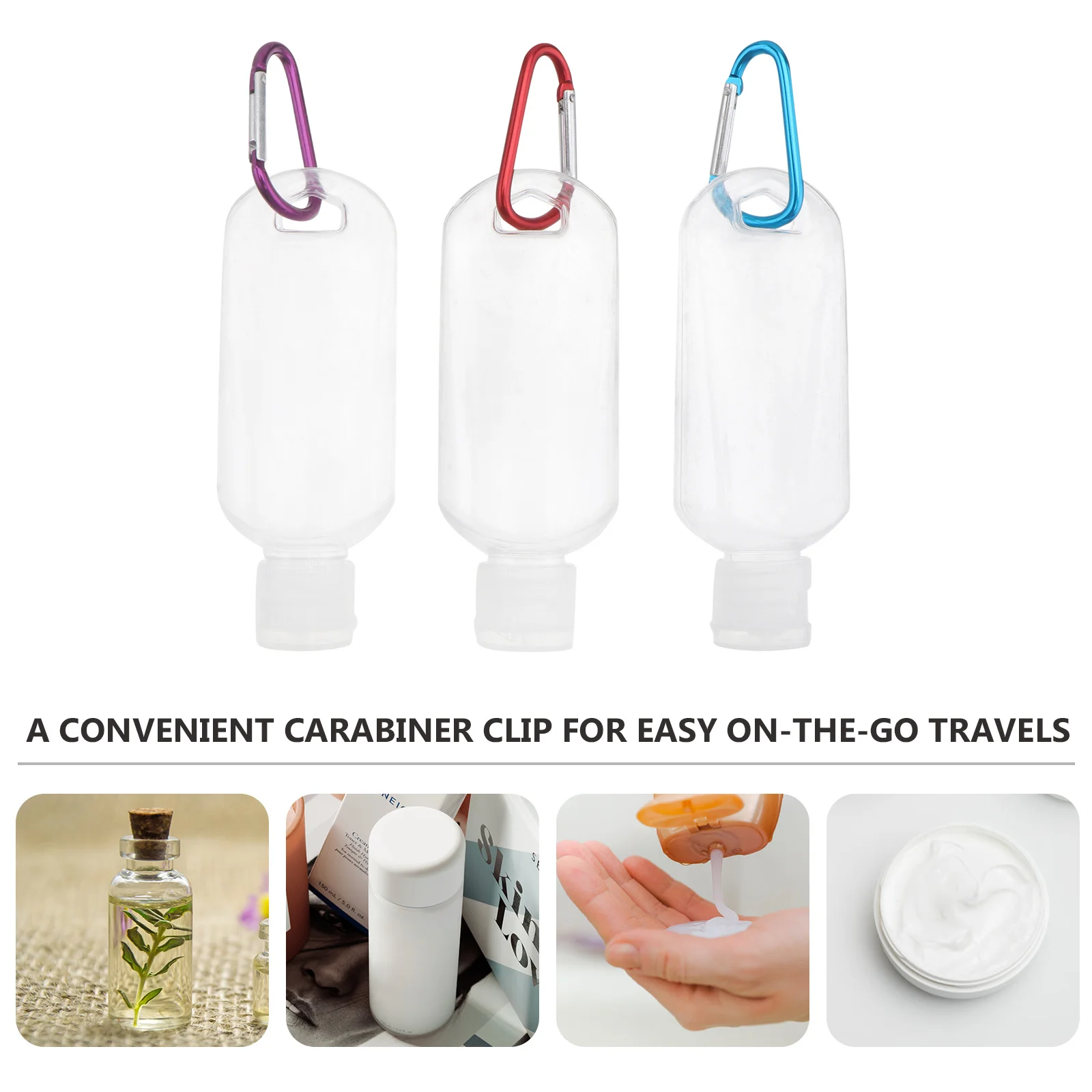 10pcs Hook Bottles 50Ml Leakproof Travel Refillable Containers For Shampoo Lotion Sunscreen Portable Squeeze Press Reusable