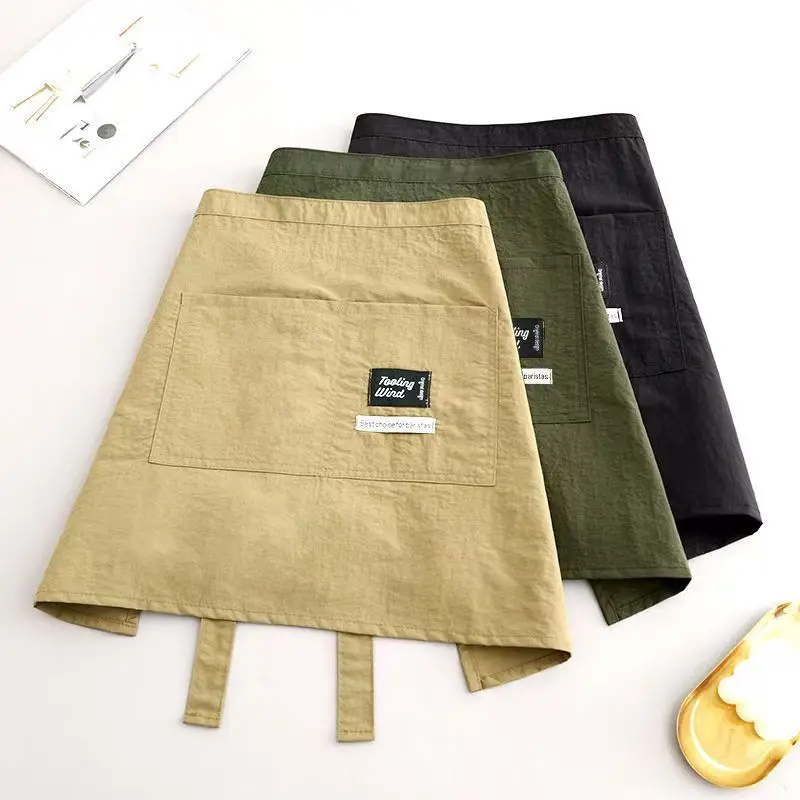Women's Single Piece Apron in Canvas for Kitchen and Waitressing, with a Wide Belt and Reinforced Stitching