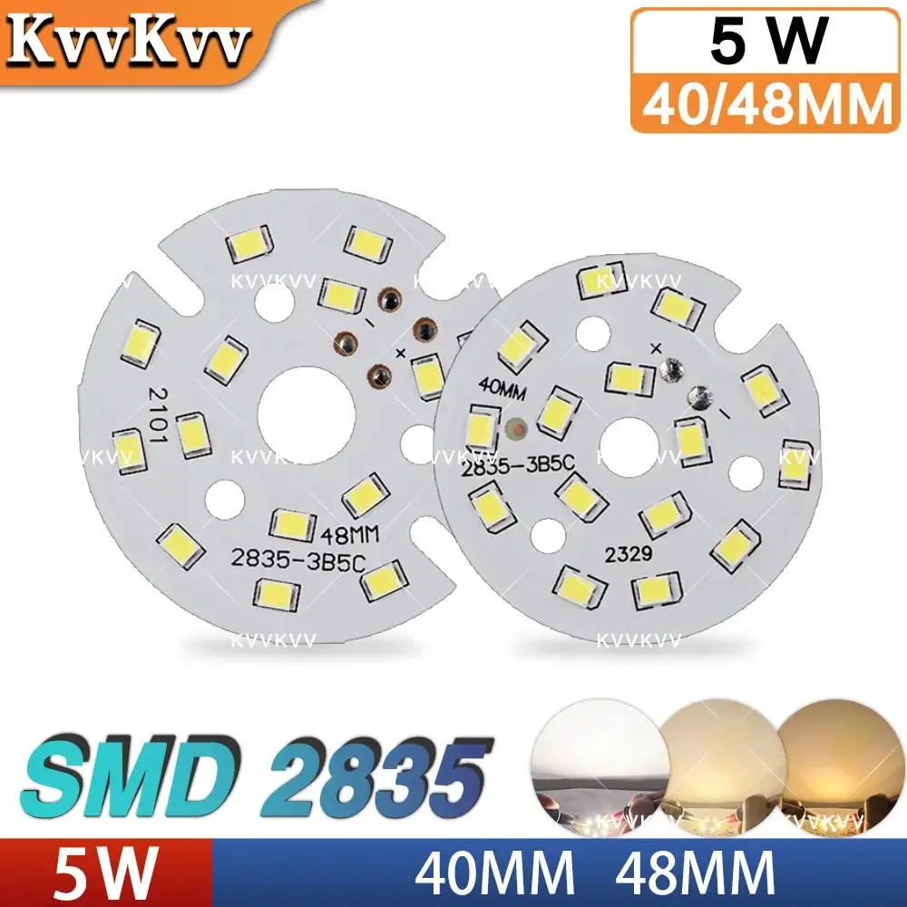 1PCS 5W LED PCB Board Lamp Panel 40mm 48mm 15-17V Warm White Light Source Module Replacement for Ceiling Downlight DIY Repair