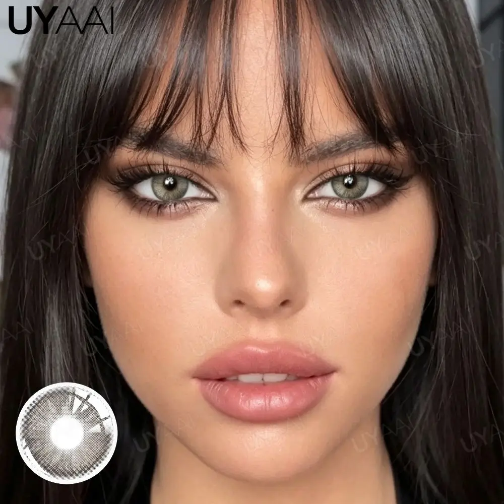 UYAAI 1 Paar hochwertige farbige Schüler für Augen, koreanische Modelinsen, blaue Augenkontakte, natürliche graue farbige Linsen für Damen – Detail 14