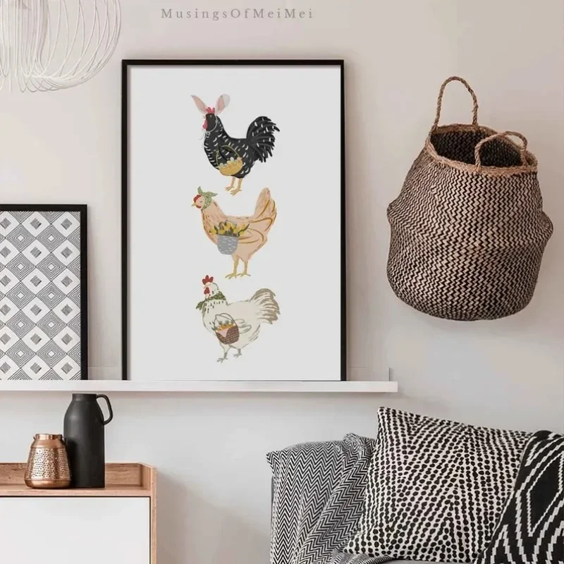 Multiple sizes 1pc frameless Canvas Painting Easter Chickens Print Wall Art, Easter Decorations for Home, Easter Decor for Nurse