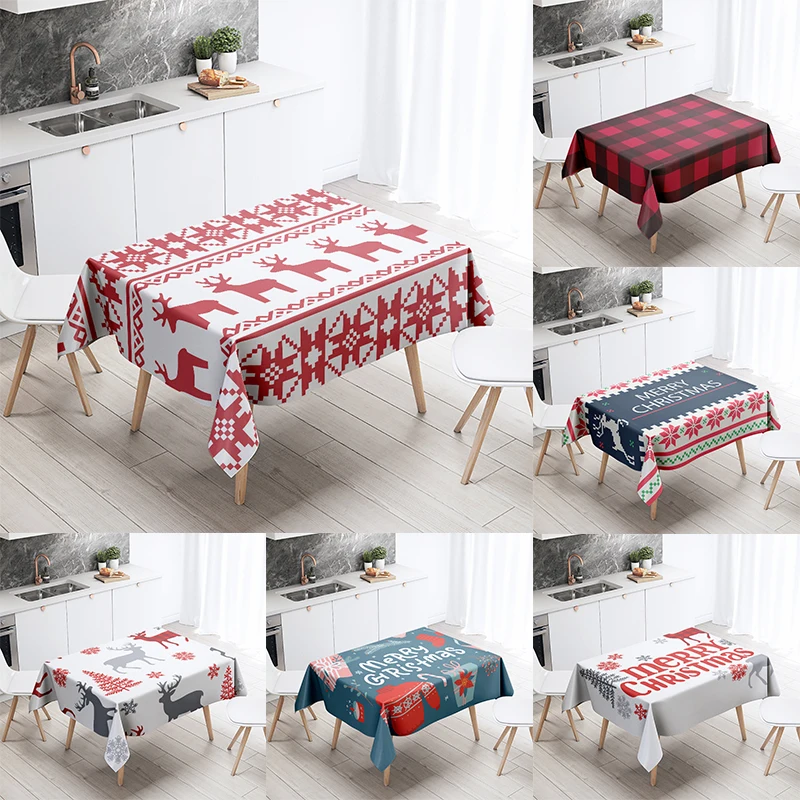 

Christmas New Year Decoration Tablecloth Elk Print Banquet Kitchen Table Home