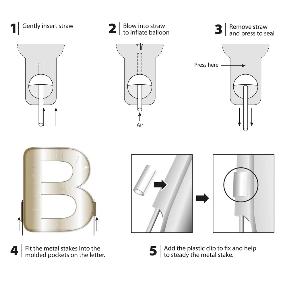 Gold Foil Happy Birthday Balloon Yard Stake Set 13 Pieces Outdoor Decor Easy Setup Includes Metal Stakes Blowing Straws Plastic