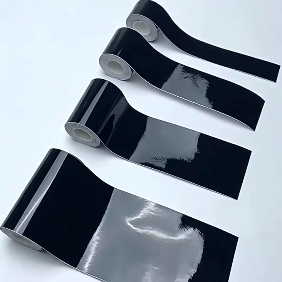 Glossy Black B-Pillar Decoration Trim Vinyl Car Wrap Film, Universal 3/5/7/10cm Self-Adhesive Wrap for Car Anti-Collision VI-2