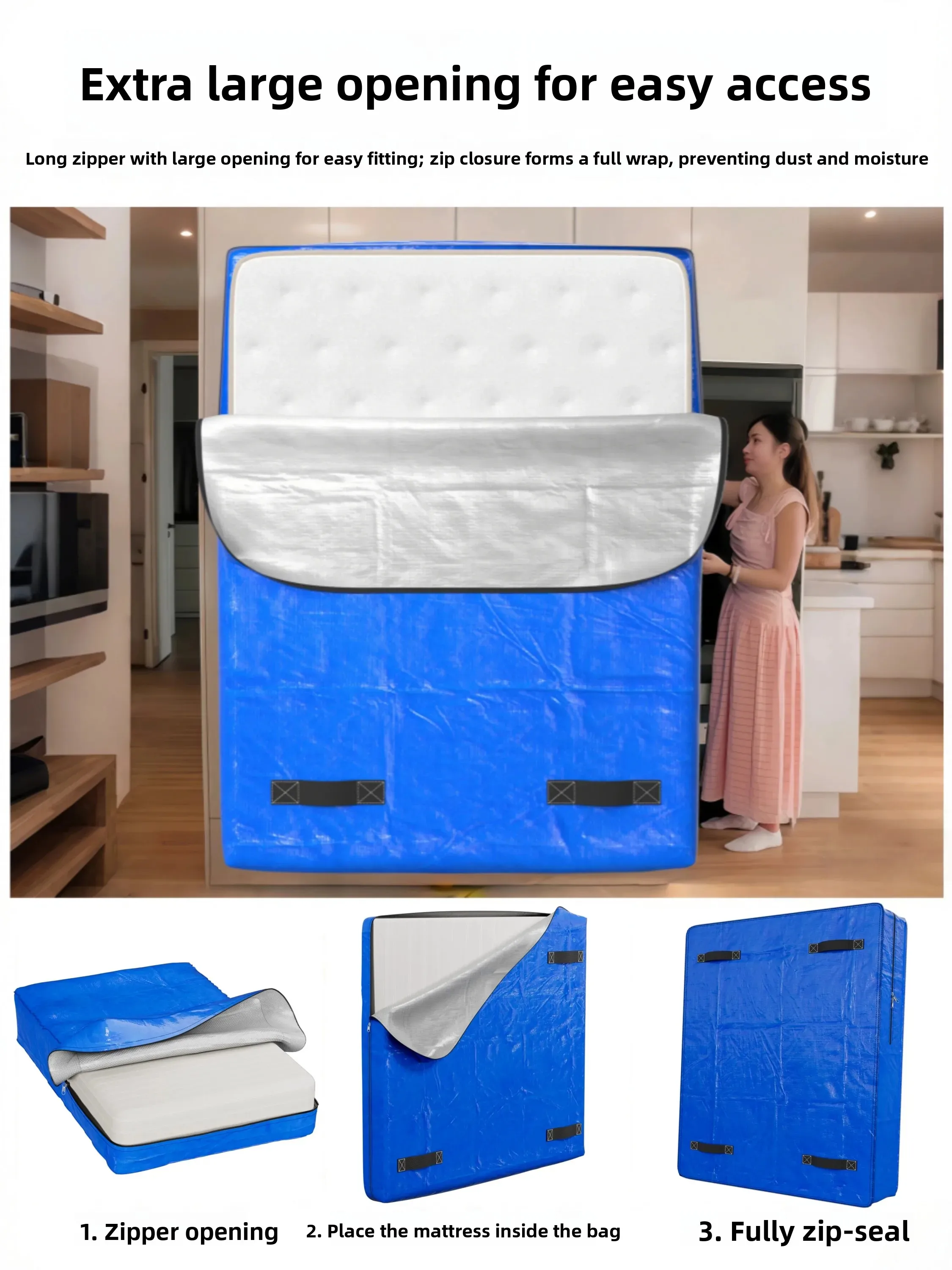 Moving Protection Cover for Mattress Special Packaging Plastic Zipper Dustproof Film Storage Bag Home Dustproof Supplies