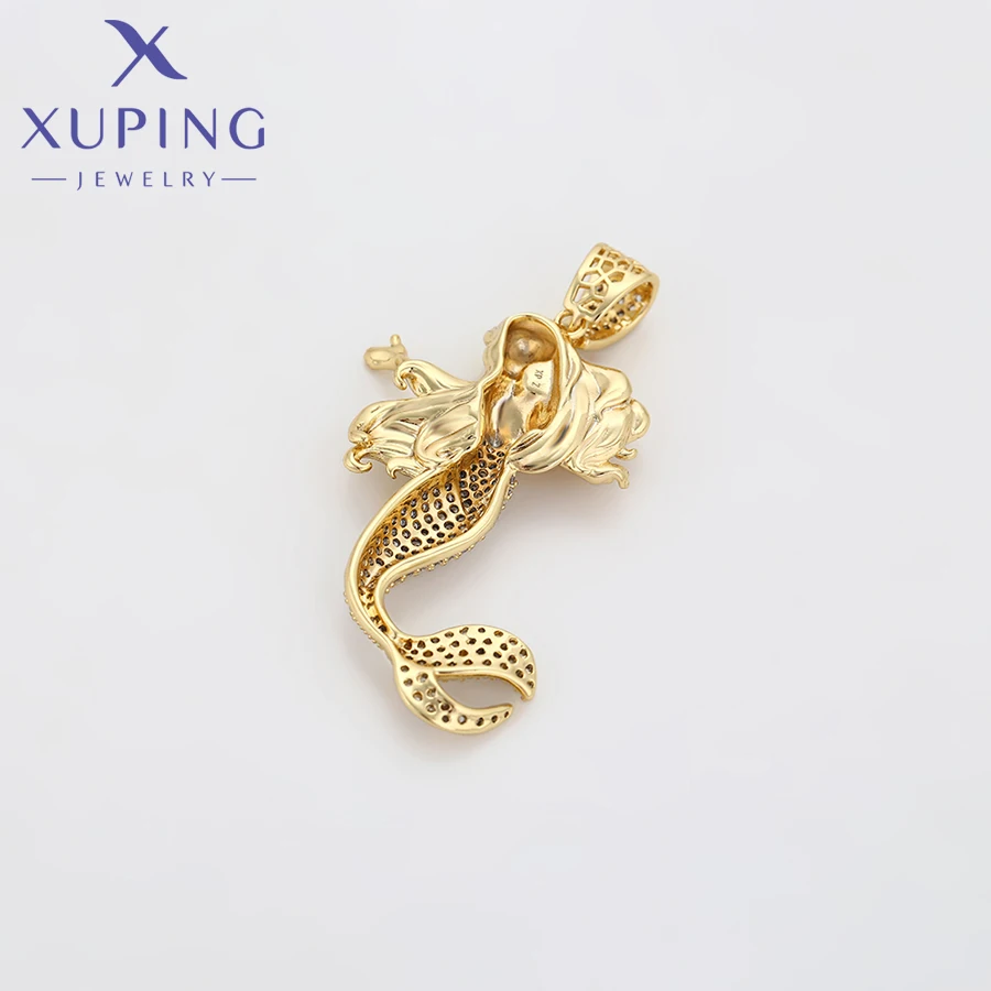 Xuping Jewelry Fish Pendant Beauty Charm Pendant Necklace of Light Gold Color for Wome Ladies Party Gift X000844658