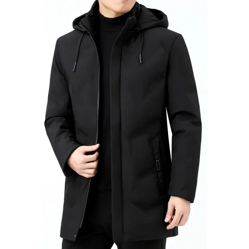 

Casual Men's Mid-Length Hooded Cotton-Padded Jackets 2025 Winter Outwear Loose Thicken Warm Parkas Windproof Down Coats Clothing