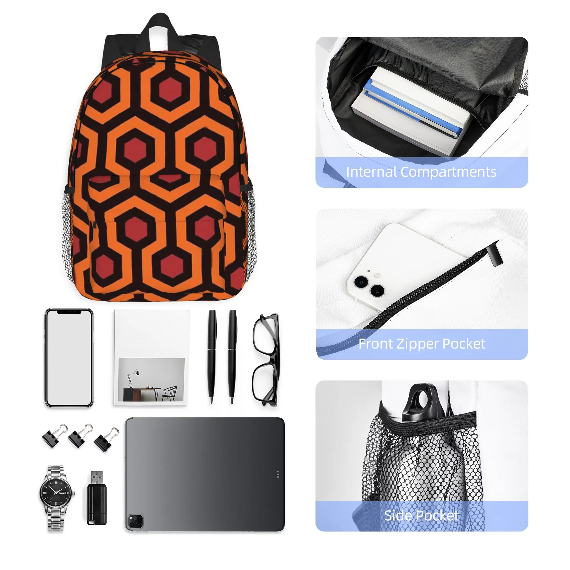 Redrum Mid Century Modern MCM Overlook Hotel Shining 237 Pattern  Backpack Hot Sale Daypack BookBag Shoulder Bags  School Bag