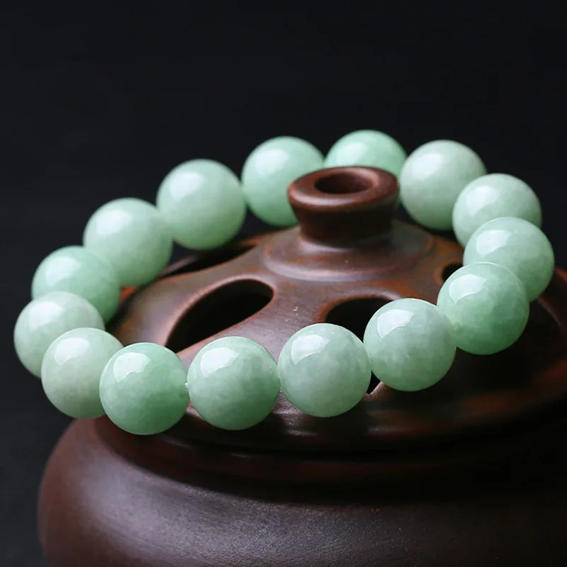 Nanyang Jade Women's Ice Waxy Kinds Bead Bracelet Green JadeAGoods Genuine Goods Myanmar Natural Emerald Bracelet