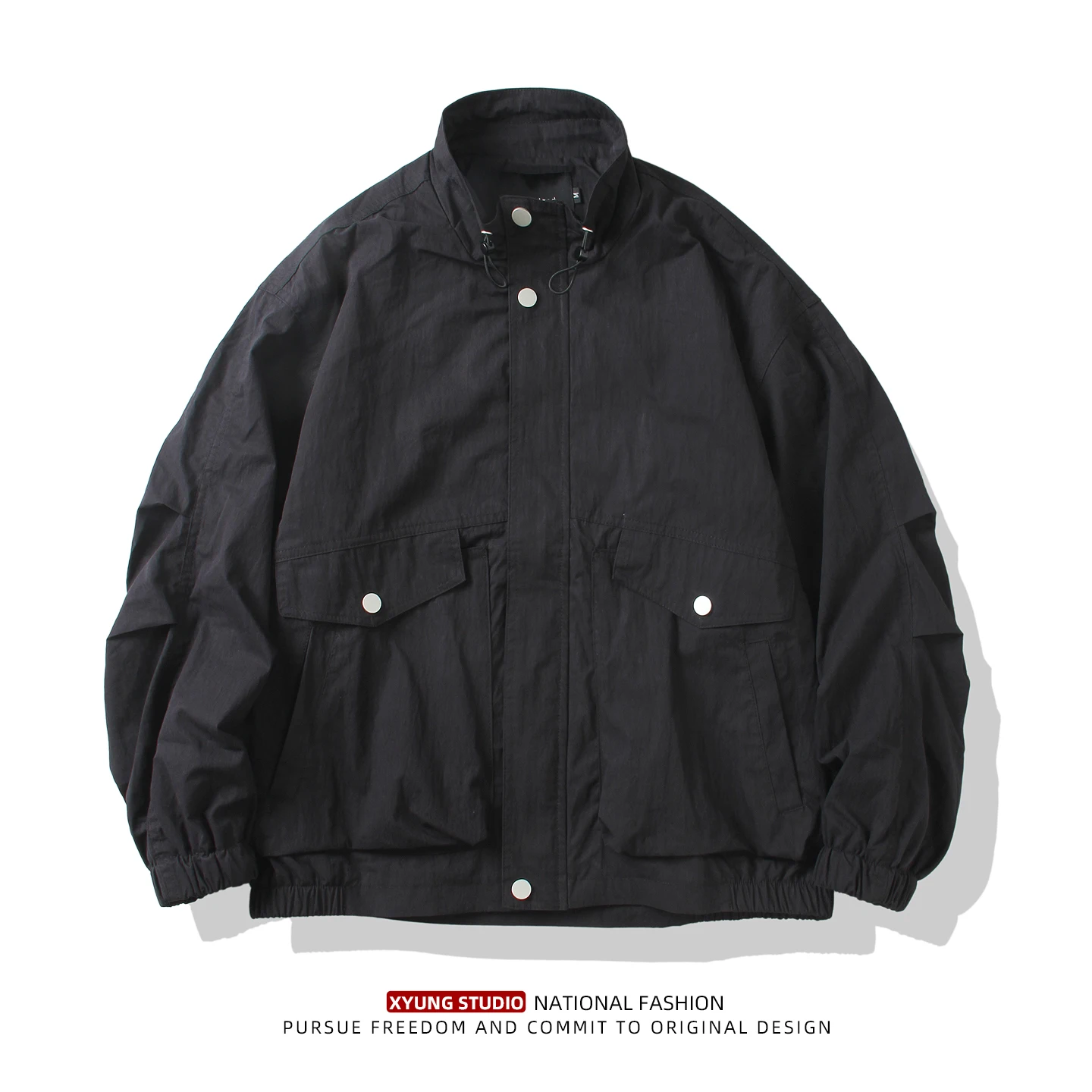 

Loose Fit Casual Men's Jaet Stand Collar Retro Japanese Sle Versatile Workwear Top Trendy Brand Autumn New Arrival