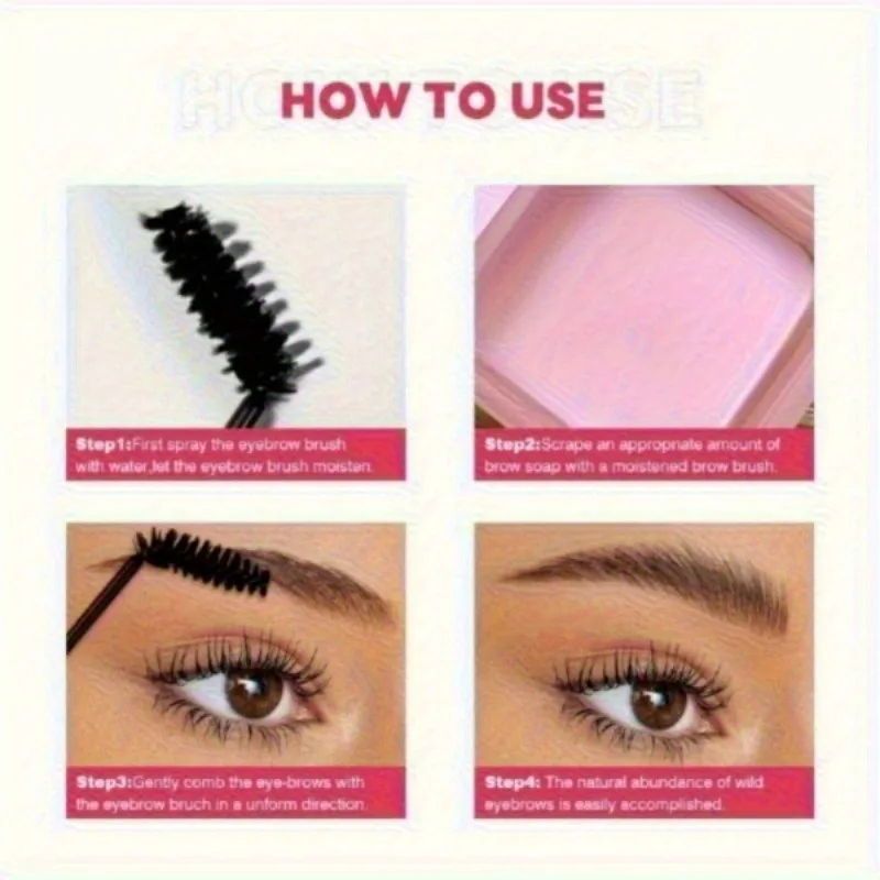 Jabón para cejas transparente 3D con cepillo, frutado Natural, resistente al agua, de larga duración, Gel de estilismo para cejas, cera de estilismo, maquillaje para cejas