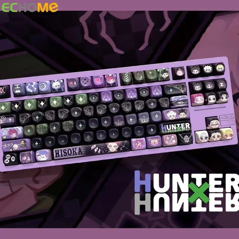 Hunter Keycaps Custom PBT MOA/cherry Profile Keycap Cute Purple Cartoon Anime Point Key Cap Side carving for Wooting Keyboard