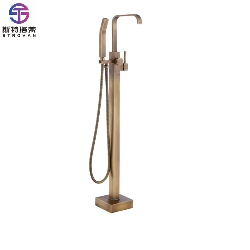 

Simply Copper Free Floor Stand Antique Brass Bath Faucet Bathtub Shower Mixer Tap