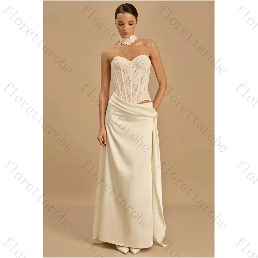Customized White Elegant Mermaid Satin Wedding Dresses Exquisite Sweetheart Neck Open Back Floor-Length Bridal Dress for 2026