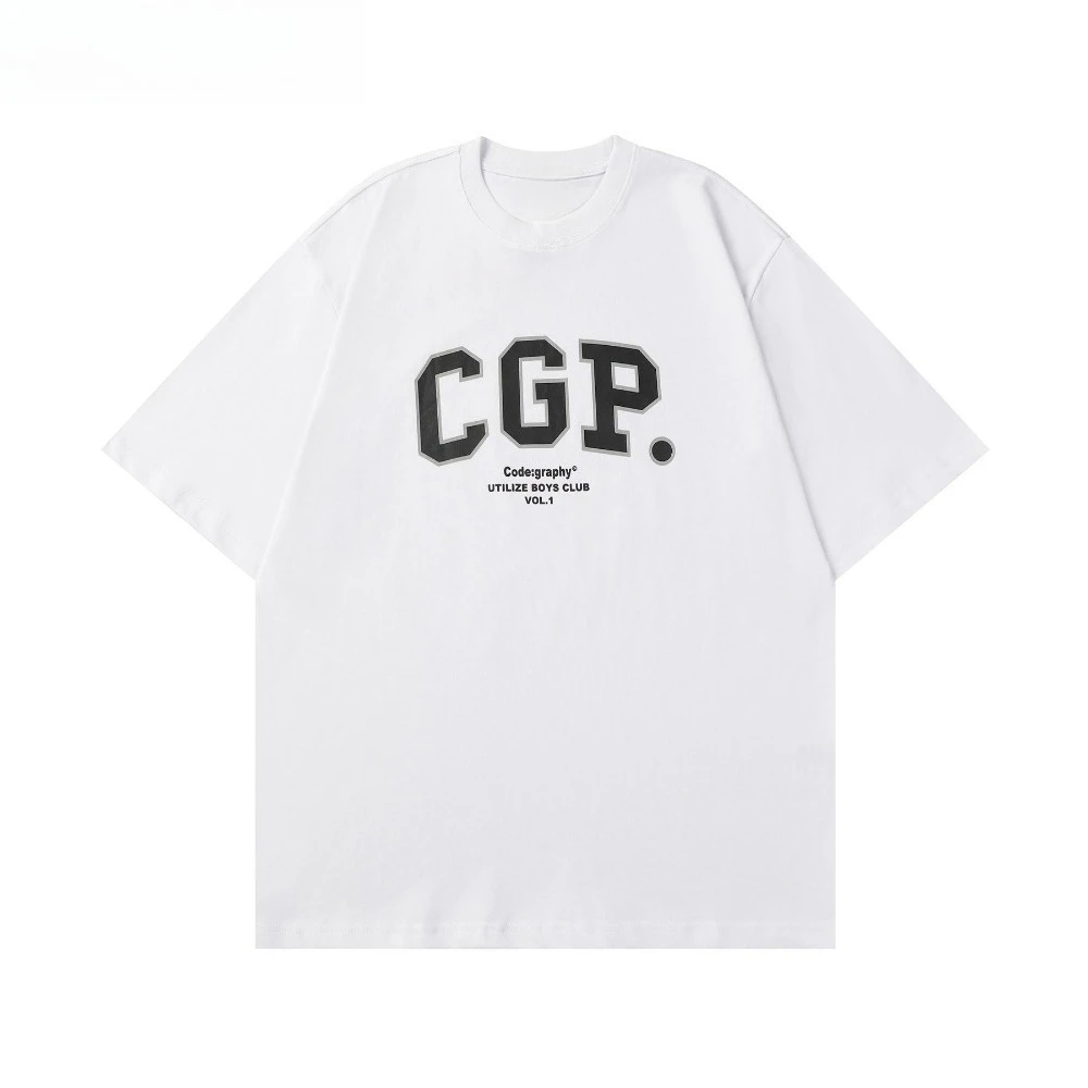 2025 Korean Tide Brand Letter Printing Short-sleeved T-shirt Loose and Comfortable Simple Korean Short-sleeved ins