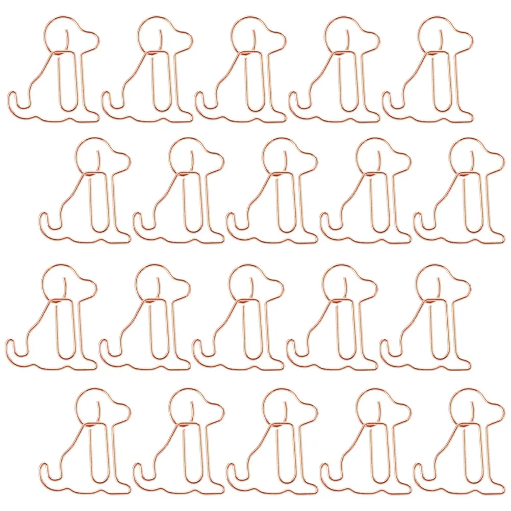 

50Pcs Rose Gold Dog Paper Clips Cute Cartoon Metal Paperclips for Students Office Workers Home Use Bills Letters Reports