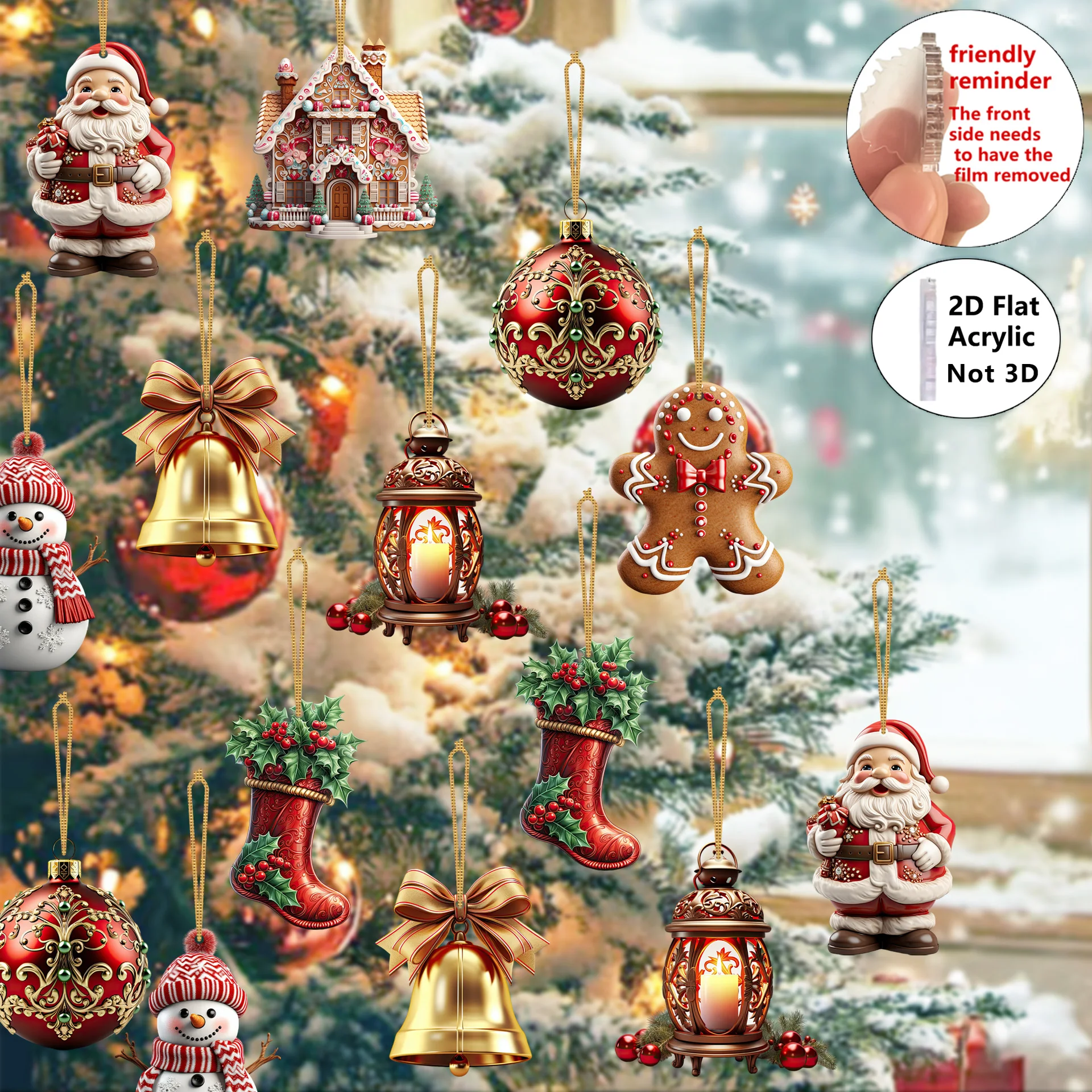 8 قطعة عيد الميلاد 2D الاكريليك المعلقات الزنجبيل رجل شجرة عيد الميلاد حلي معلقة المنزل حفلة زينة عيد الميلاد نافيداد هدايا السنة الجديدة