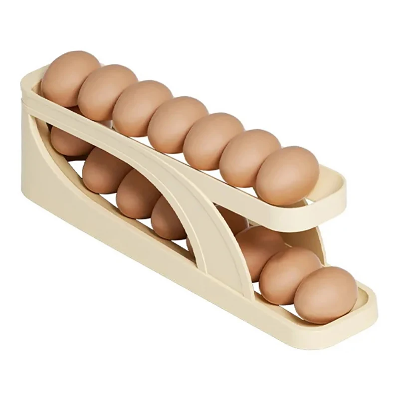 Refrigerator Automatic Scrolling Egg Rack Holder Storage Box For 15 Eggs Egg Basket Food Containers Refrigerator Storage Box