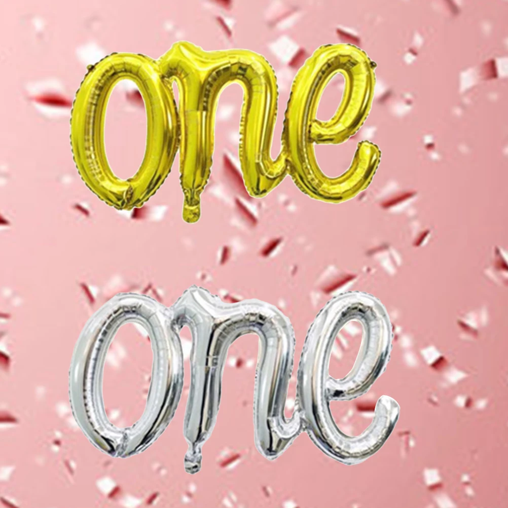 

2pcs ONE Aluminum Foil Balloon Letters Balloons for Birthday Party Decoration (Golden and Silver)