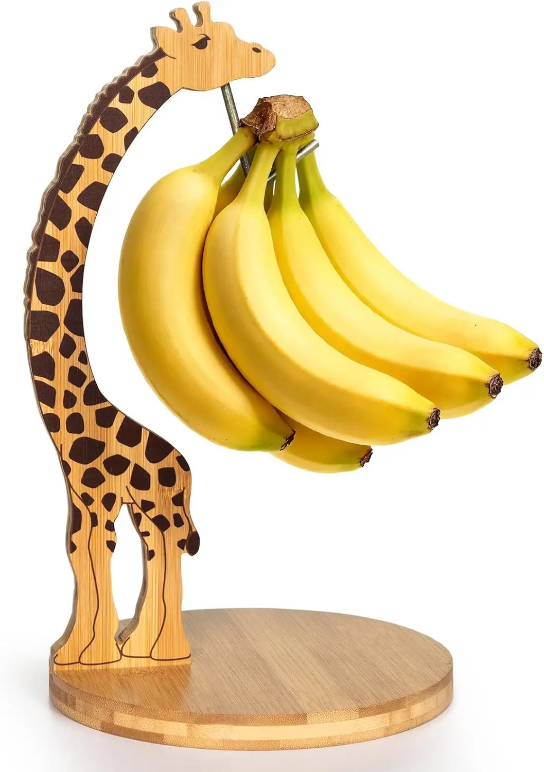 

Bamboo Giraffe Banana Holder, Stainless Steel Hanger Hook - Kitchen Counter Fruit Rack
