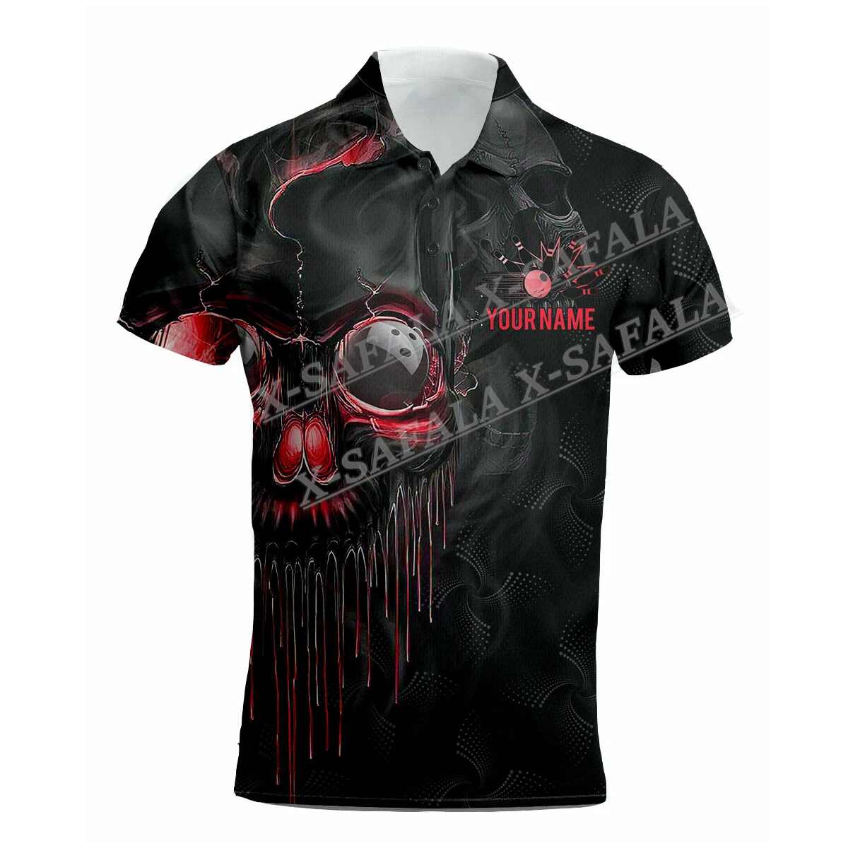 

Bowling Player Lover Club Sports Skull Customed Polo Shirt Sleeves Man Overshirt Casual New Summer Fashion Clothing Tracksuits