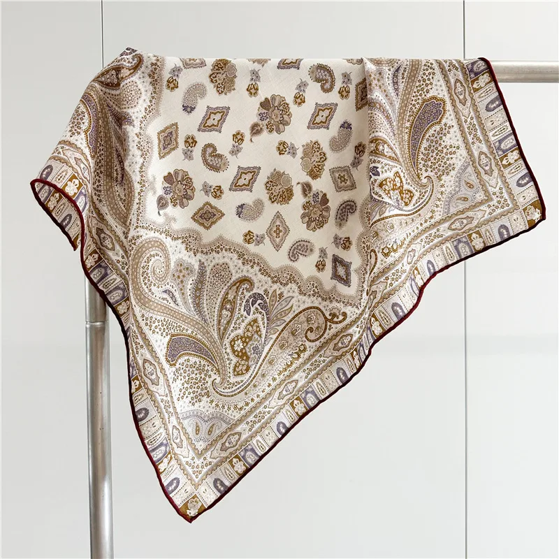 Womens Elegant Wool Neck Scarves Wraps Vintage Paisley Printed Medium Square 25