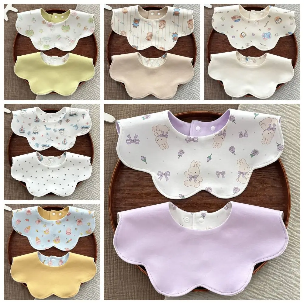 Absorbent Reversible Baby Bib Antibacterial 100% Cotton Drool Bibs Snap Closure Thin Bibs for Baby Girl Boy