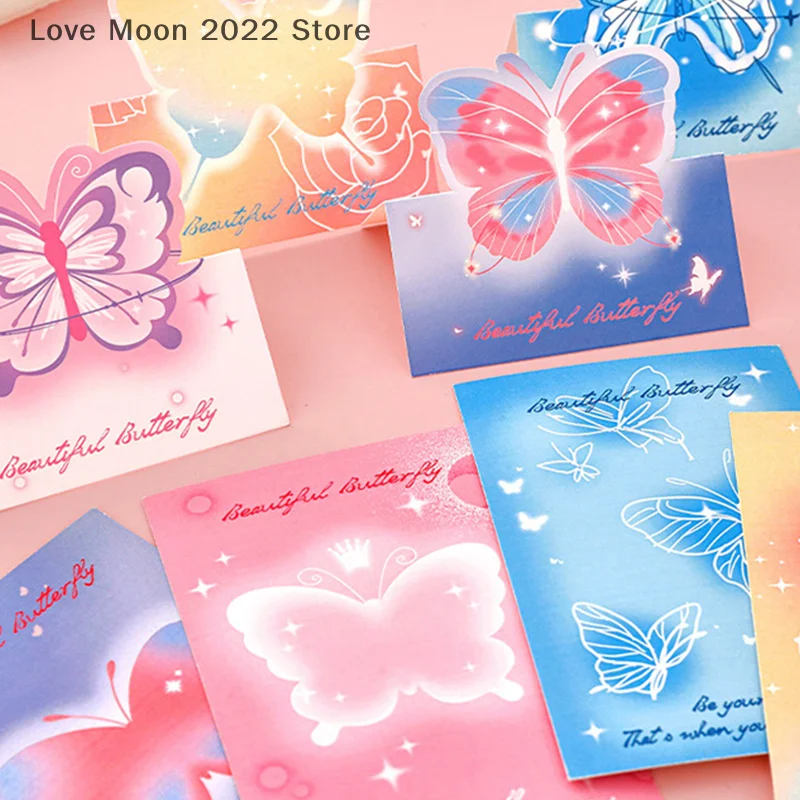 10PCS Kawaii Butterfly Card Head Back Card Back Paper Cute Cut Sticky Notes Self Printed DIY Card Packaging Material Paper