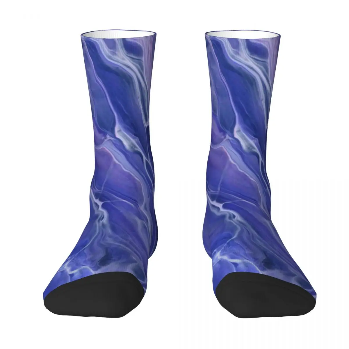 Lavender Blue Marble Stockings Fantasy Violet Abstraction Casual Socks Autumn Non Slip Socks Unisex Outdoor Comfortable Socks