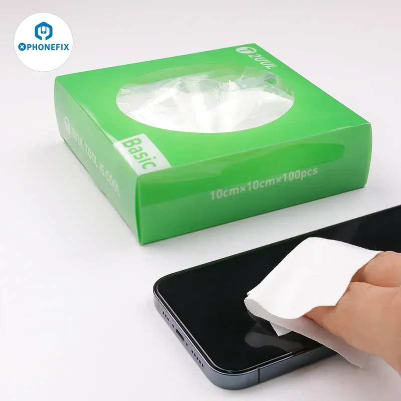 

2UUL 60/100 шт. коробка из микрофибры, стеклоочиститель 10x10 см 15x15 см для мобильного телефона, ноутбука, ЖК-экрана, камеры, беспыльный ремонт