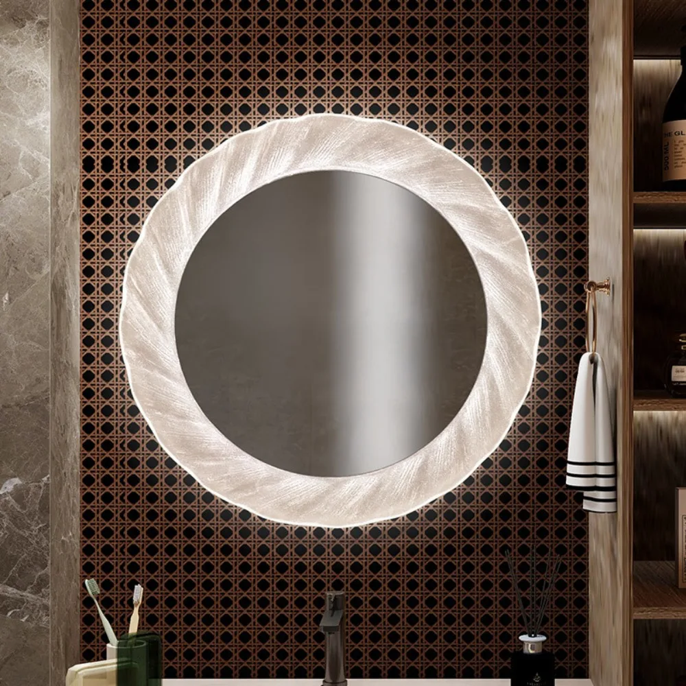Customized smart bathroom mirror LED light with defogging hot melt glass mirror frame process Wall-mounted bathroom mirror