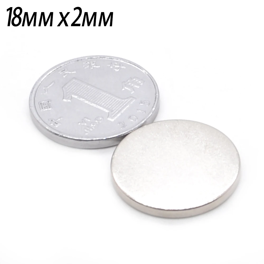 Aimant fin rond en néodyme, aimants iniques de bain, petit aimant en continu, 18mm x 2mm, 18mm x 2mm, 18mm x 2mm, 1 PC, 20 PC, 30 PC, 50 PC, 100 PC, 2000PC