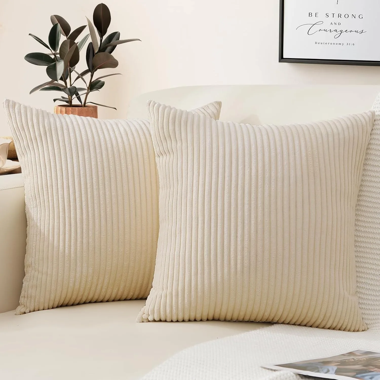 White Corduroy Cushion Cover 45x45 Soft Fluffy Strip Pillow Cover 50x50 Luxury Decorative Home Pillow Case for Sofa Living Room