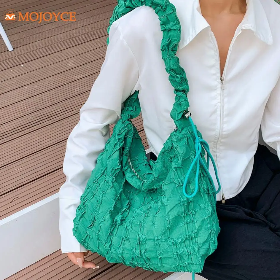 Simple Women's Shoulder Bag Fashion Pleated Messenger Bag Female Solid Color Crossbody Bags Designer Large Capacity Satchel Bags