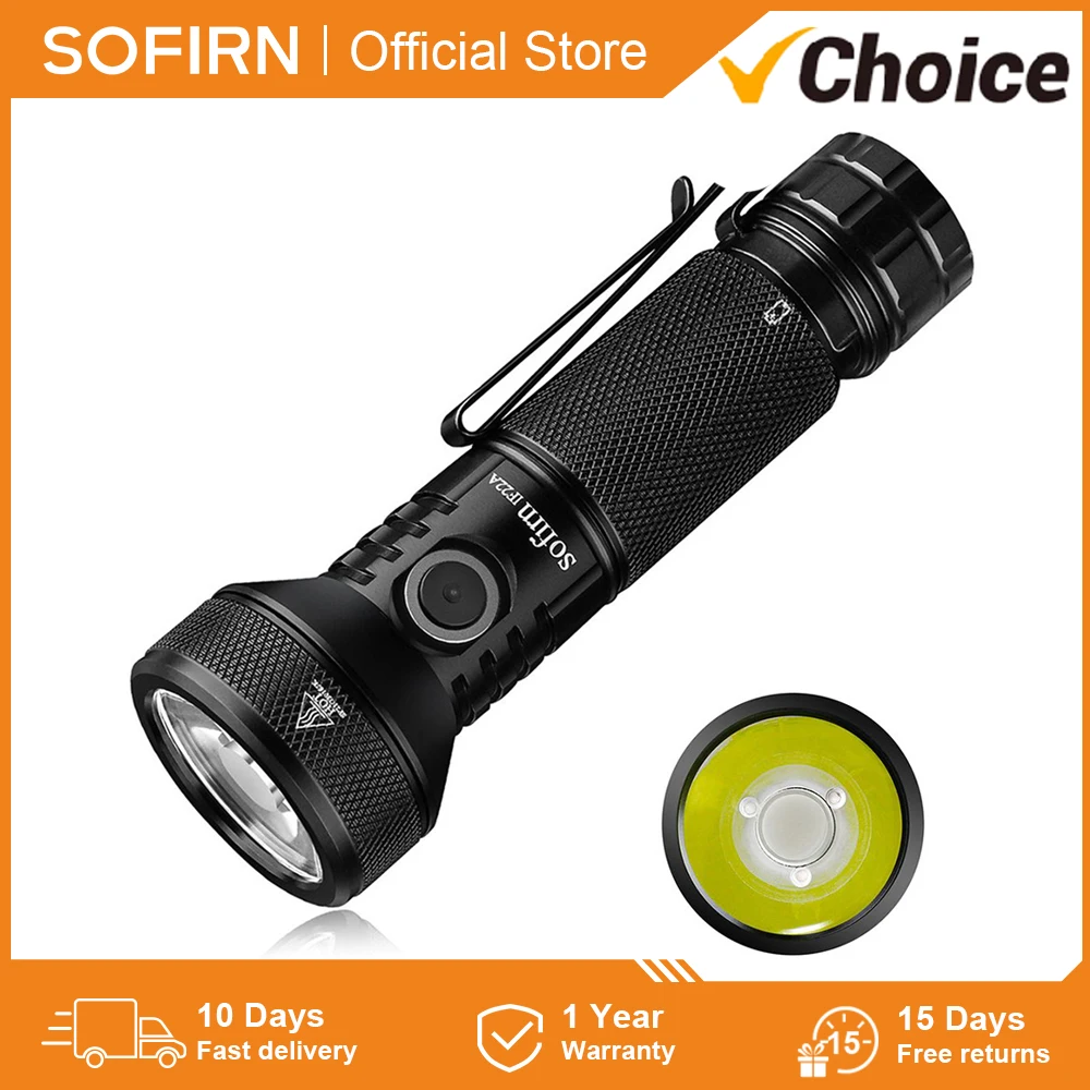 Sofirn IF22A 21700 Powerful Light 2100lm Flashlight SFT40 LED 680M Long Range USB C Rechargeable Charging Throw Torch