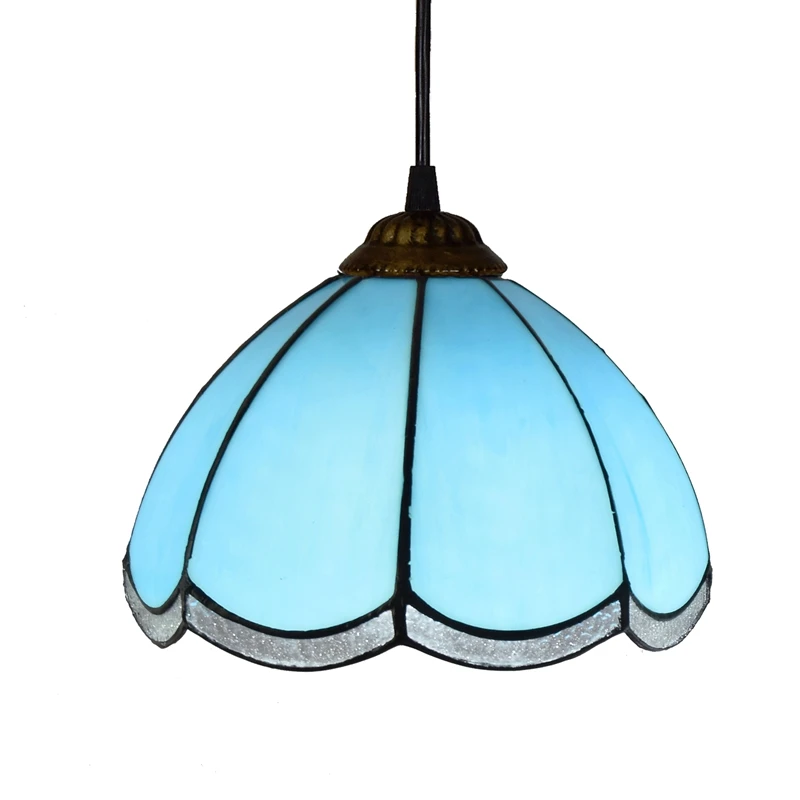 

North European Mediterranean Blue Glass Hanging Lamp Tiffany Office Corridor Balcony Bar Pendant Modern Lamp for Shop