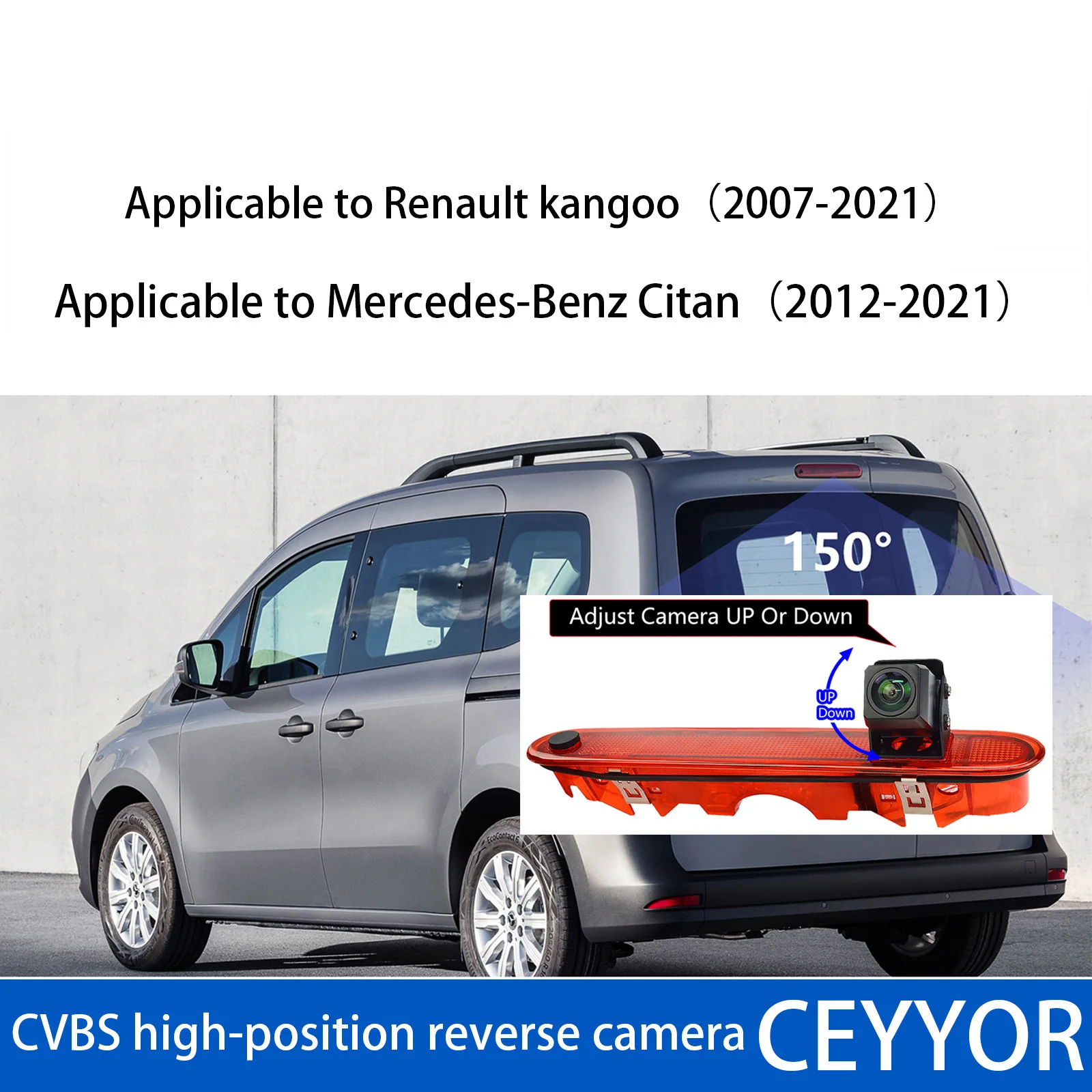 

Applicable to Rear Brake Light Reversing Camera for Renault kangoo (2007-2021),Mercedes-Benz Citan (2012-2021)