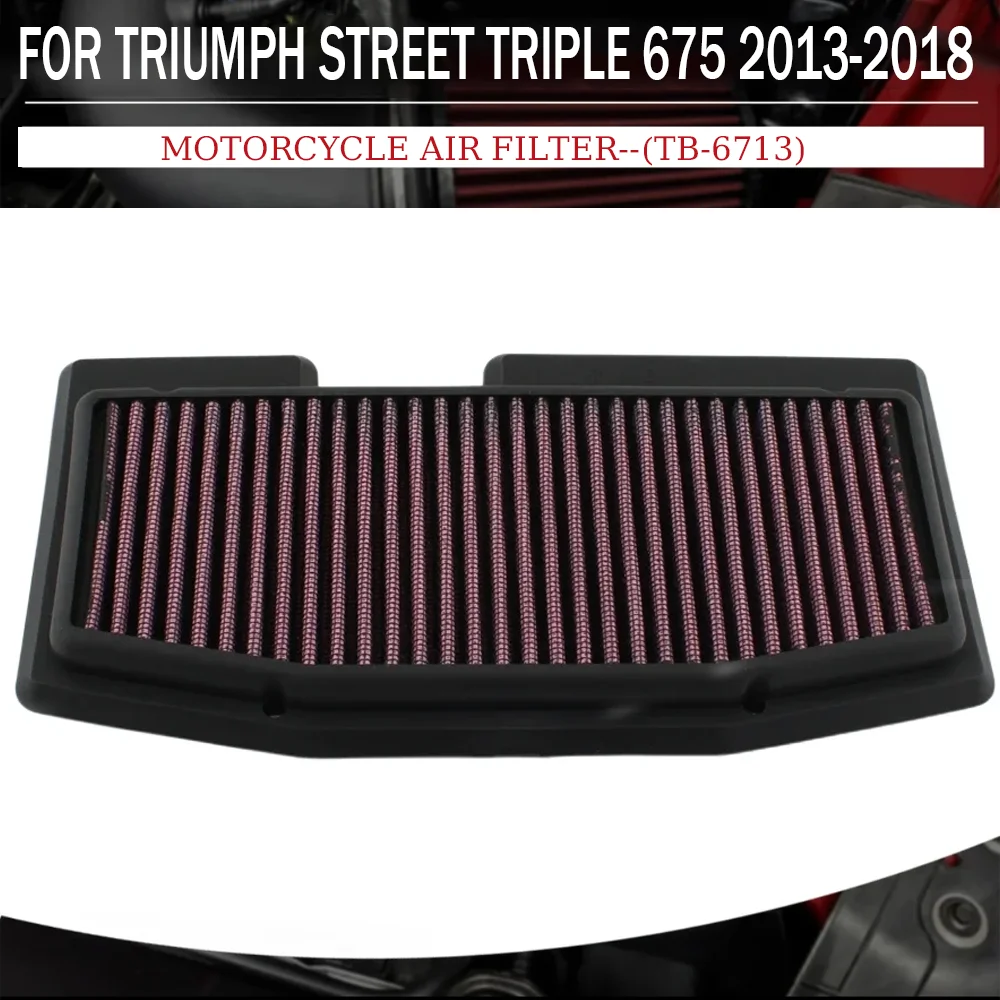 

Motorcycle High Flow Air Filter Intake Cleaner For Triumph Street Triple 675 2013-2018 Street Triple ABS 675 2014-2016