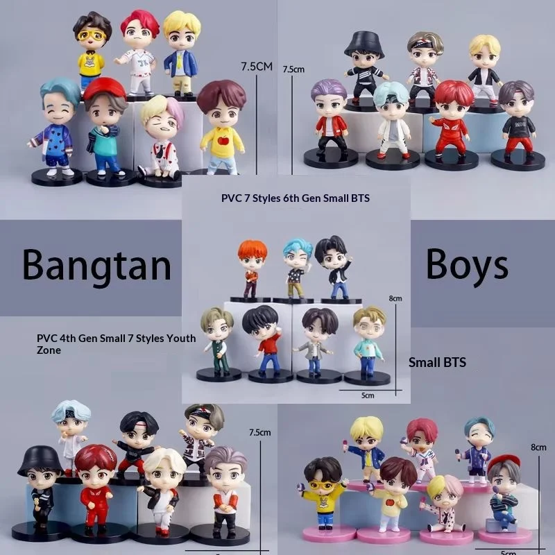 Serie Completa Bangtan Boys, Set de 7 Figuras de Acción, Muñecos Coleccionables, Rm Jin Suga Jhope Jimin V Jungkook, Lindos Coleccionables de Ídolos