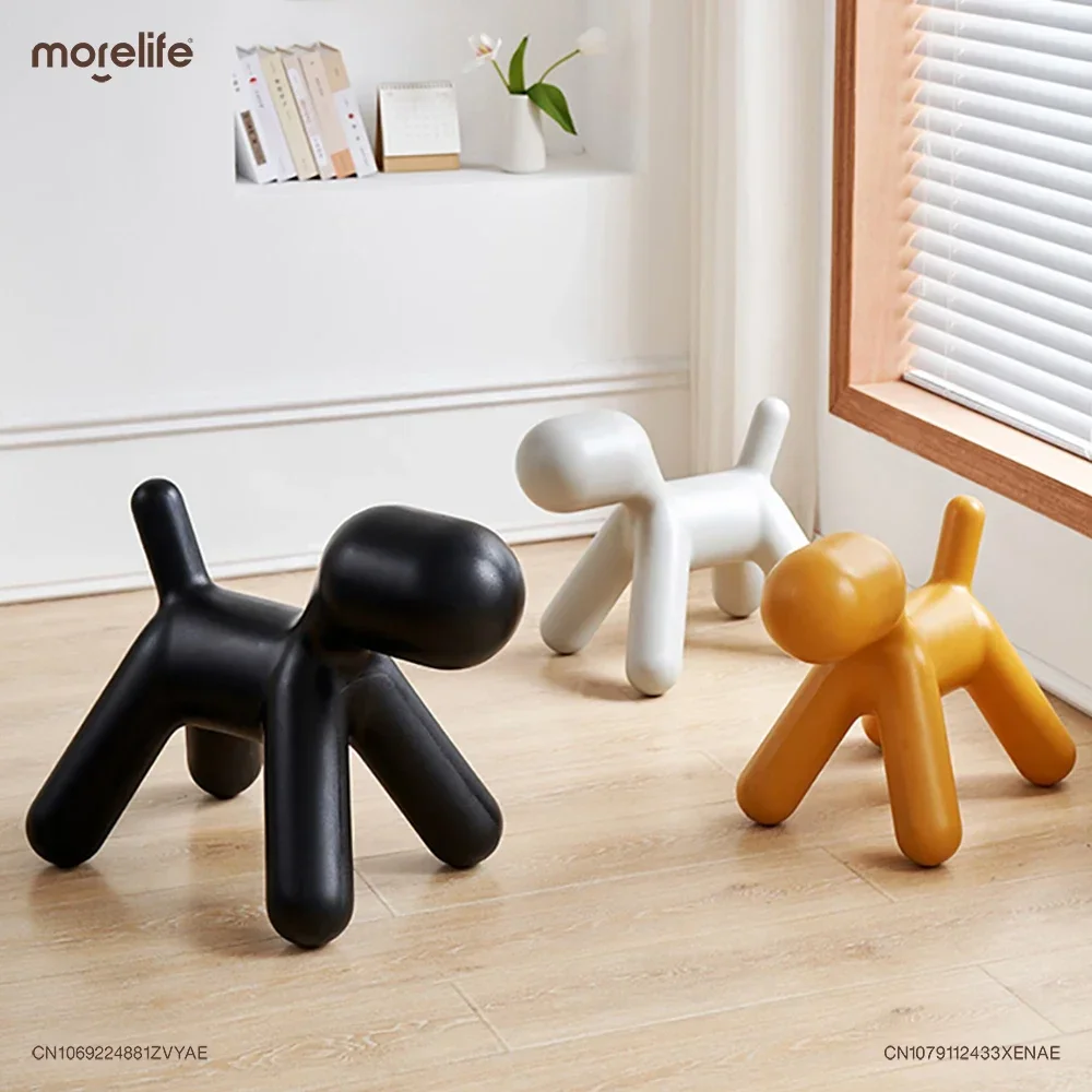 Nordic Creative Design Fun Puppy Design Shoe Changing Stools Living Room Plastic Bench Animal Ottoman Cute Footstool Furniture