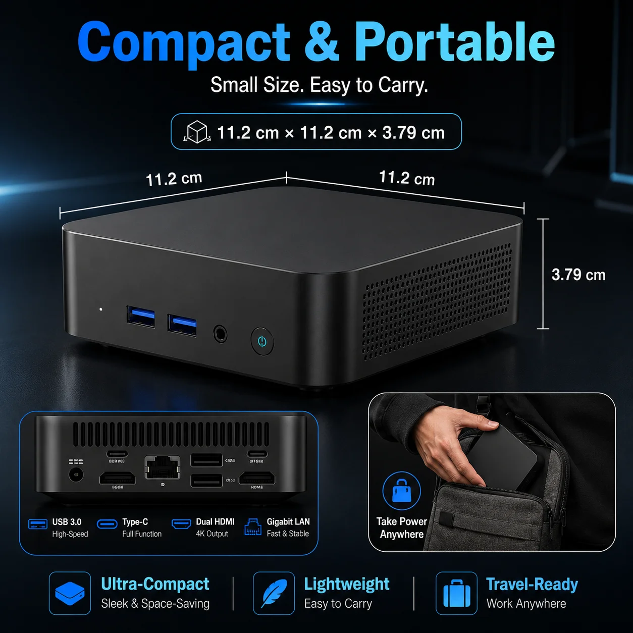 미니 게이밍 PC 윈도우 11 인텔 코어 i9 10980HK 16GB/32GB 램 1TB SSD WIFI 6 BT5.2 4K HD 미니 게이밍/사무/학습용 PC 썸네일 2