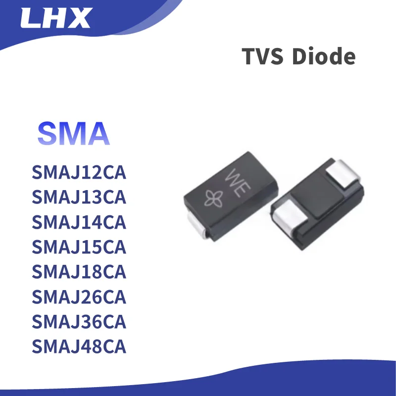 50PCS/LOT SMD TVS Diode SMAJ5A-AE SMAJ6A-AG SMAJ7A-AM SMAJ8A-AR SMAJ9A-AV SMAJ10A-AX SMAJ11A-AZ SMAJ12A-BE SMAJ13A-BG SMA