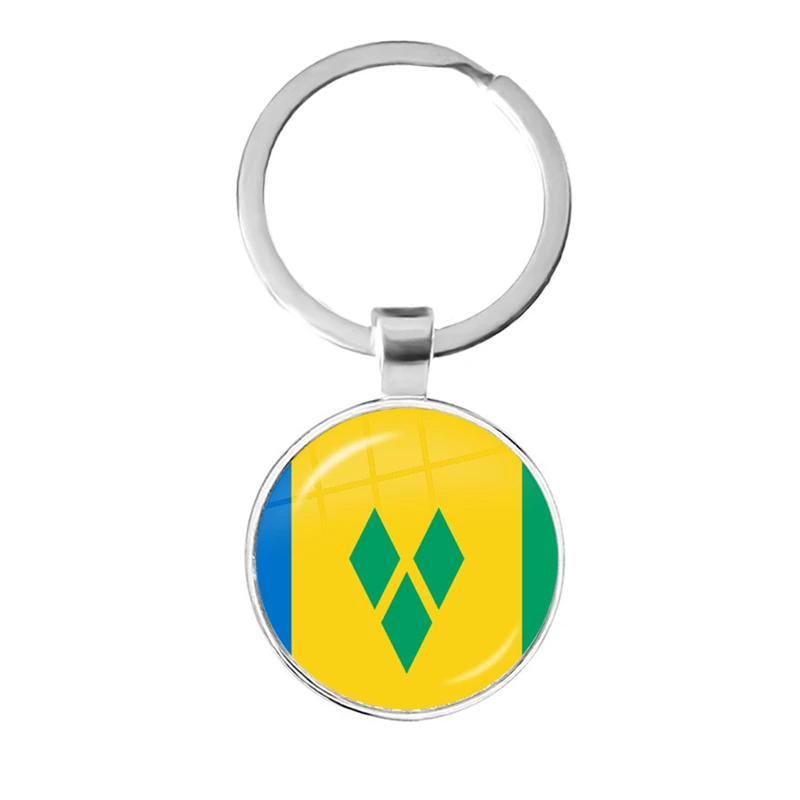 The Commonwealth of Dominica,Saint Lucia,Saint Vincent and the Grenadines,Barbados,Grenada,Ecuador National Flag Glass Keychain