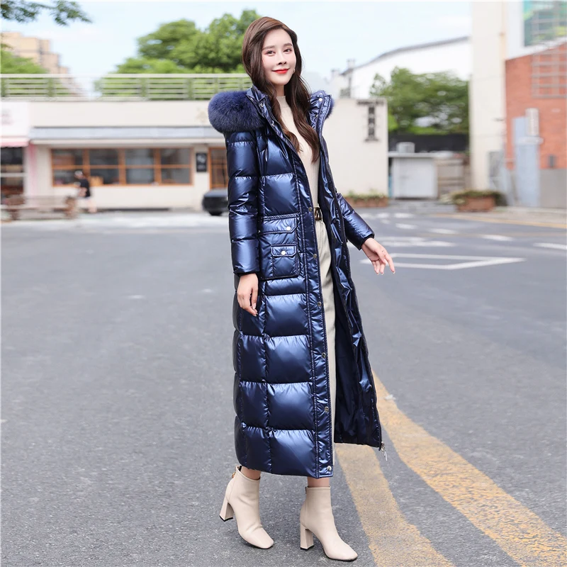 Imagem -03 - Ayunsue Moda Coreano Jaquetas para as Mulheres 2023 Longo para Baixo Jaqueta com Capuz Gola de Raposa Puffer Jaqueta Chaqueta de Mujer Zm2060