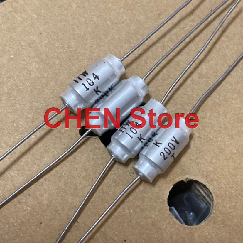 

10PCS/lot original ITW 200V 0.1UF 10% 6X12MM 104 100NF Tin film tin foil guitar axial capacitor free shipping