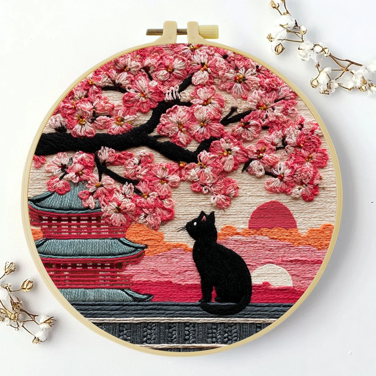 1 Stück 20X20CM/15X15CM 7,87/6,3 Zoll Katzen-Stickerei-Starter-Kit DIY-Kit DIY-Stickerei-Set Handarbeiten Heimdekoration Nadelkunst – Detail 2