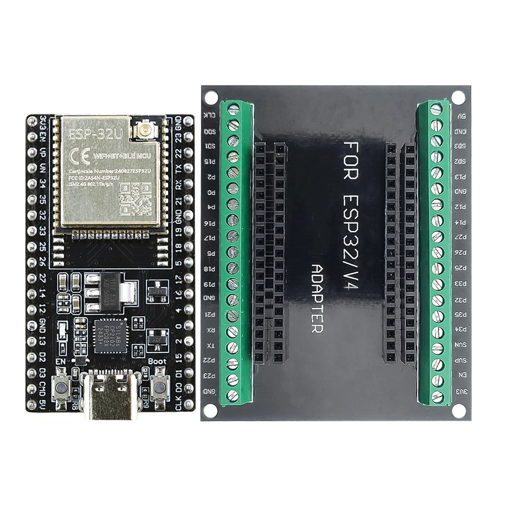 ESP32 Development Board with Port Expansion Board Kit ESP32-32U BT Wifi Module Type-C 38PIN CP2102 ESP32-DevKitC