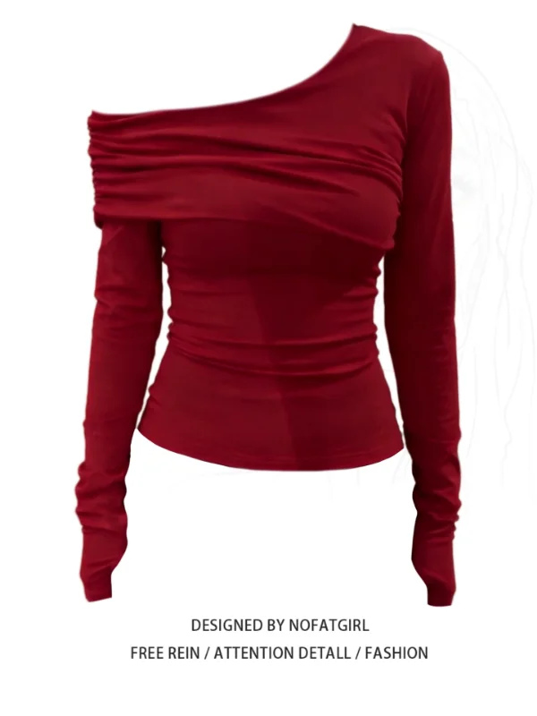 

Женская облегающая футболка больших размеров с длинным рукавом и открытыми плечами, базовый слой в корейском стиле, для повседневной носки, зимний сезон, базовый топ